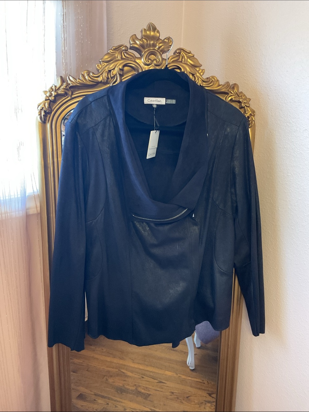 Faux suede moto jacket